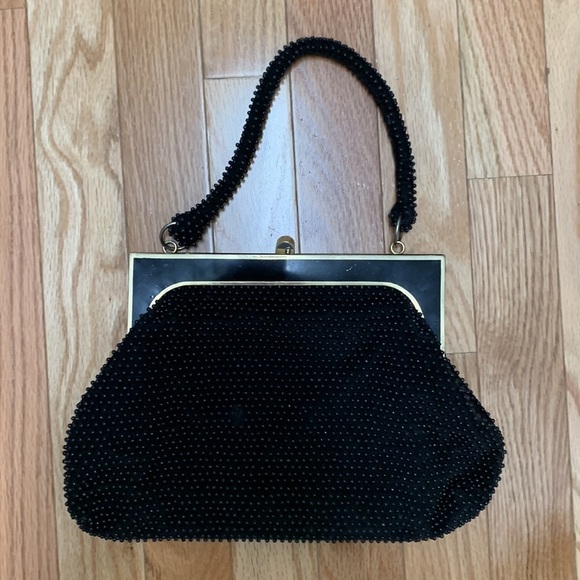 La Regale Art‎ Deco Black Handbeaded Evening Bag - Picture 5 of 8